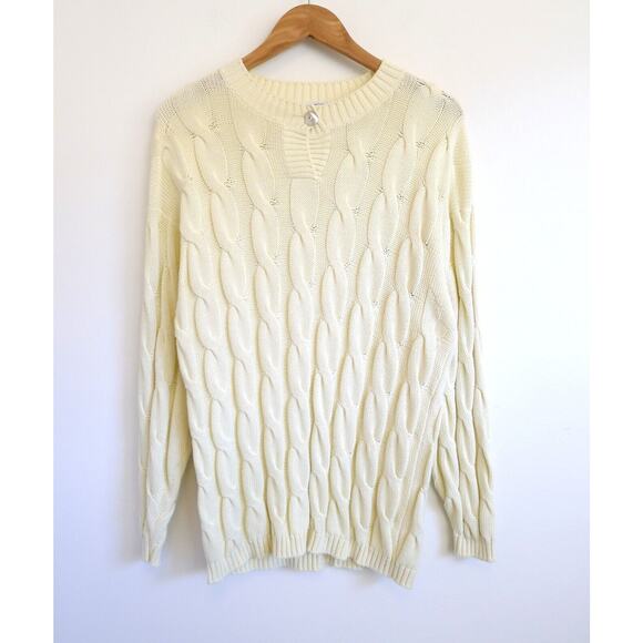 MALO Cotton Cable Knit Fisherman Pullover Sweater Italy YOOX Farfetch 44 S $770 - Picture 1 of 9